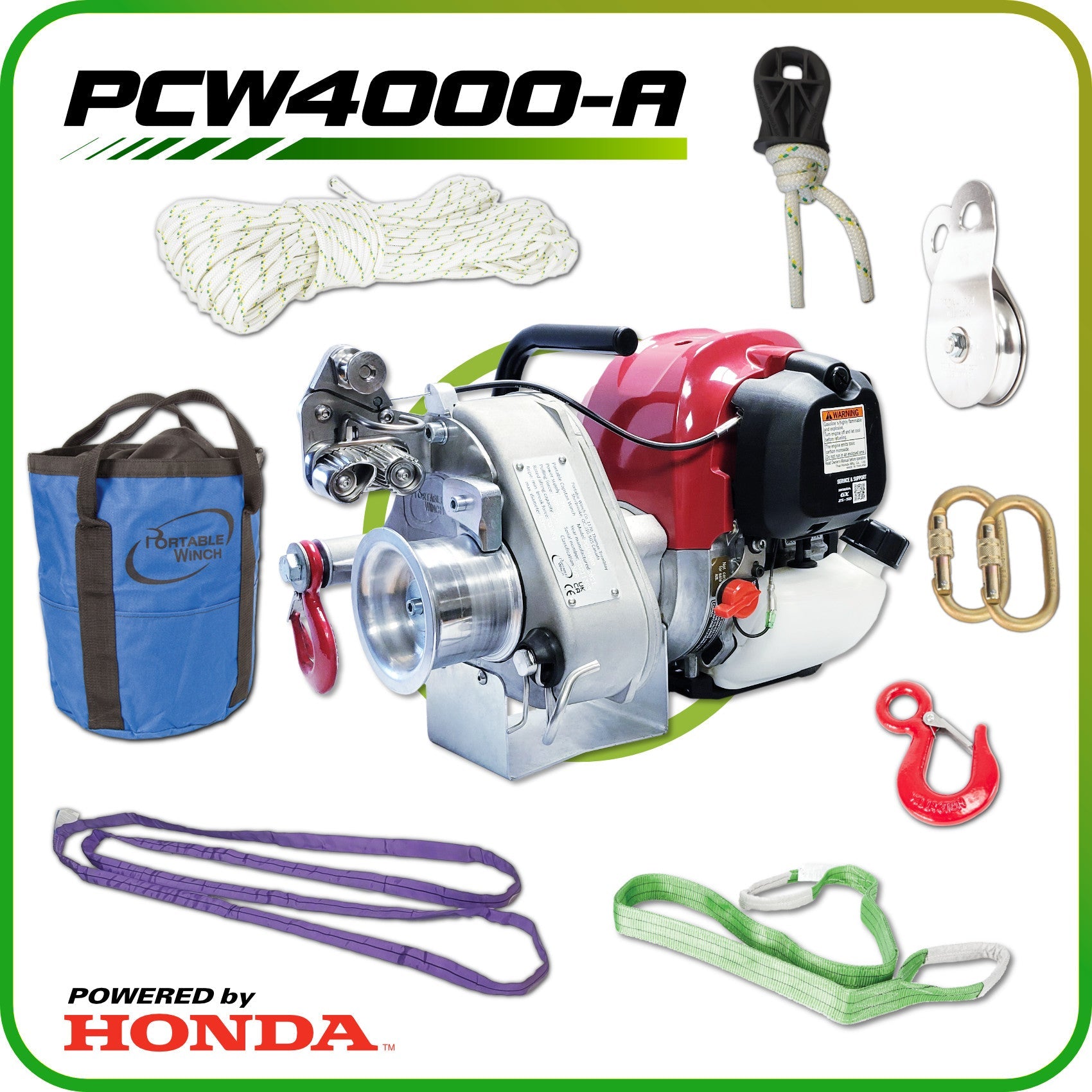 Portable Winch PCW4000-A GX50 Gas-Powered Portable Winch