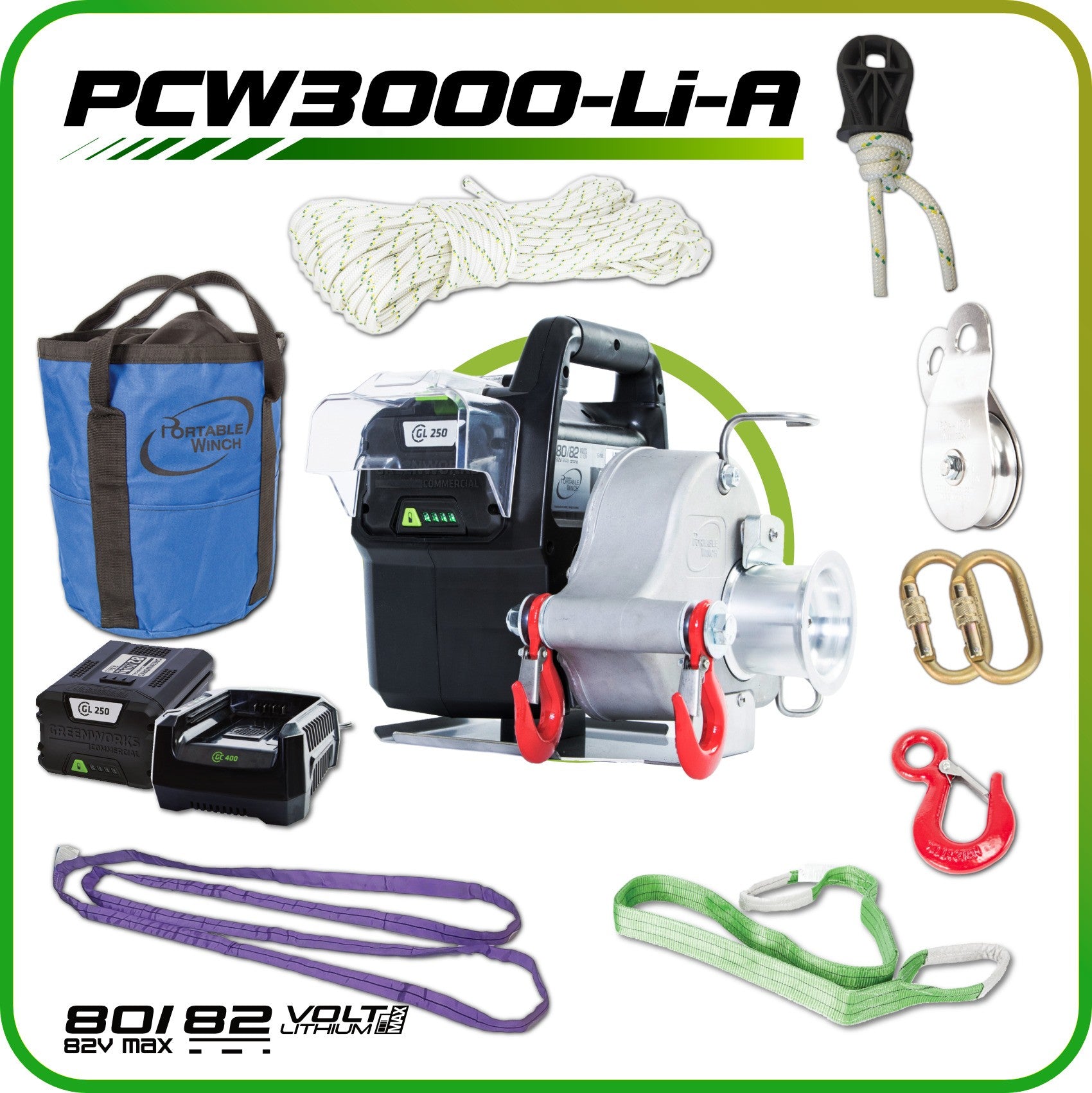Portable Winch 80/82 V Battery-Powered Portable Winch